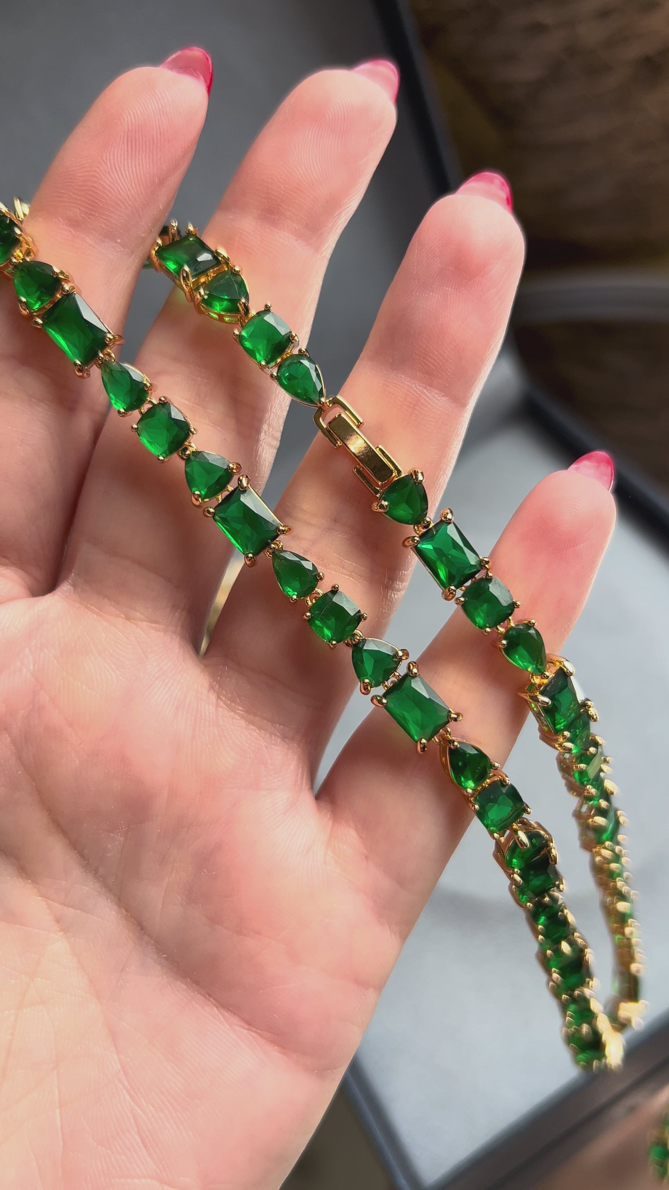 Colar Riviera Cassia Verde Esmeralda Dourado