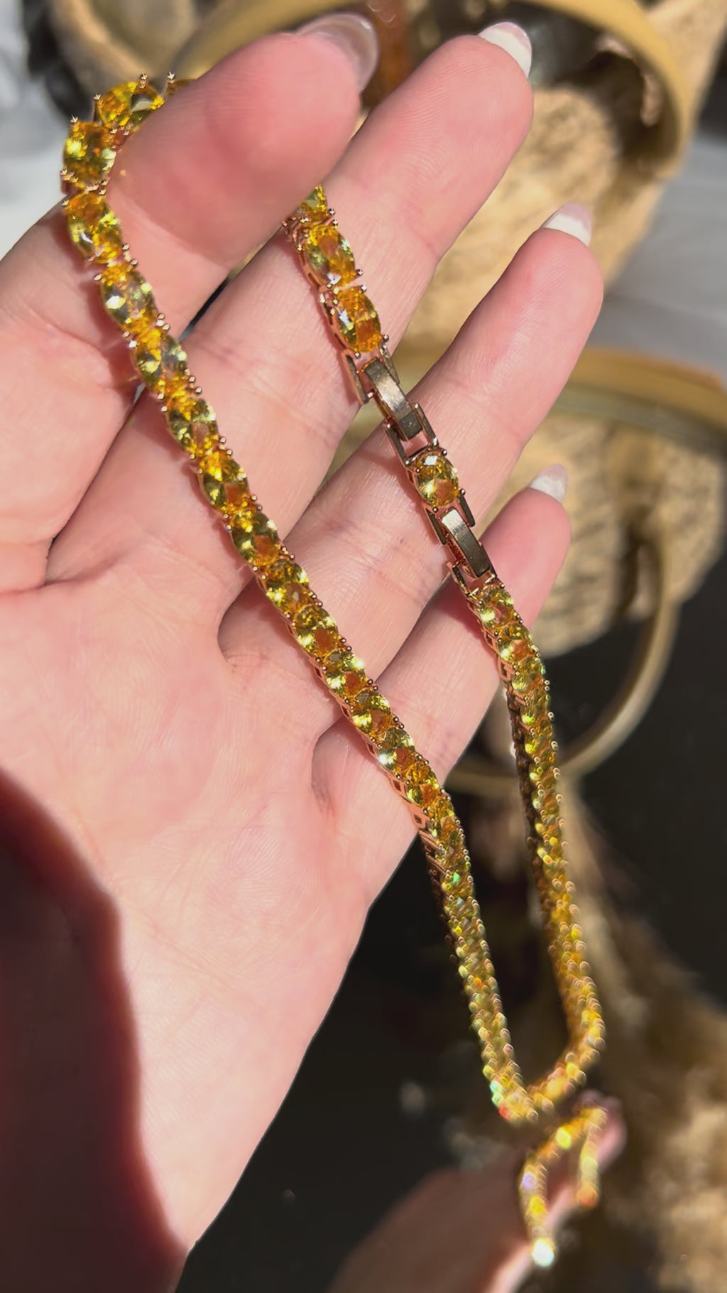 Conjunto Brinco e Colar Amarelo/Fancy Yellow Dourado