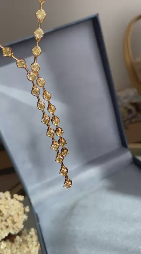 Colar Gravata Riviera Fancy Yellow Dourada