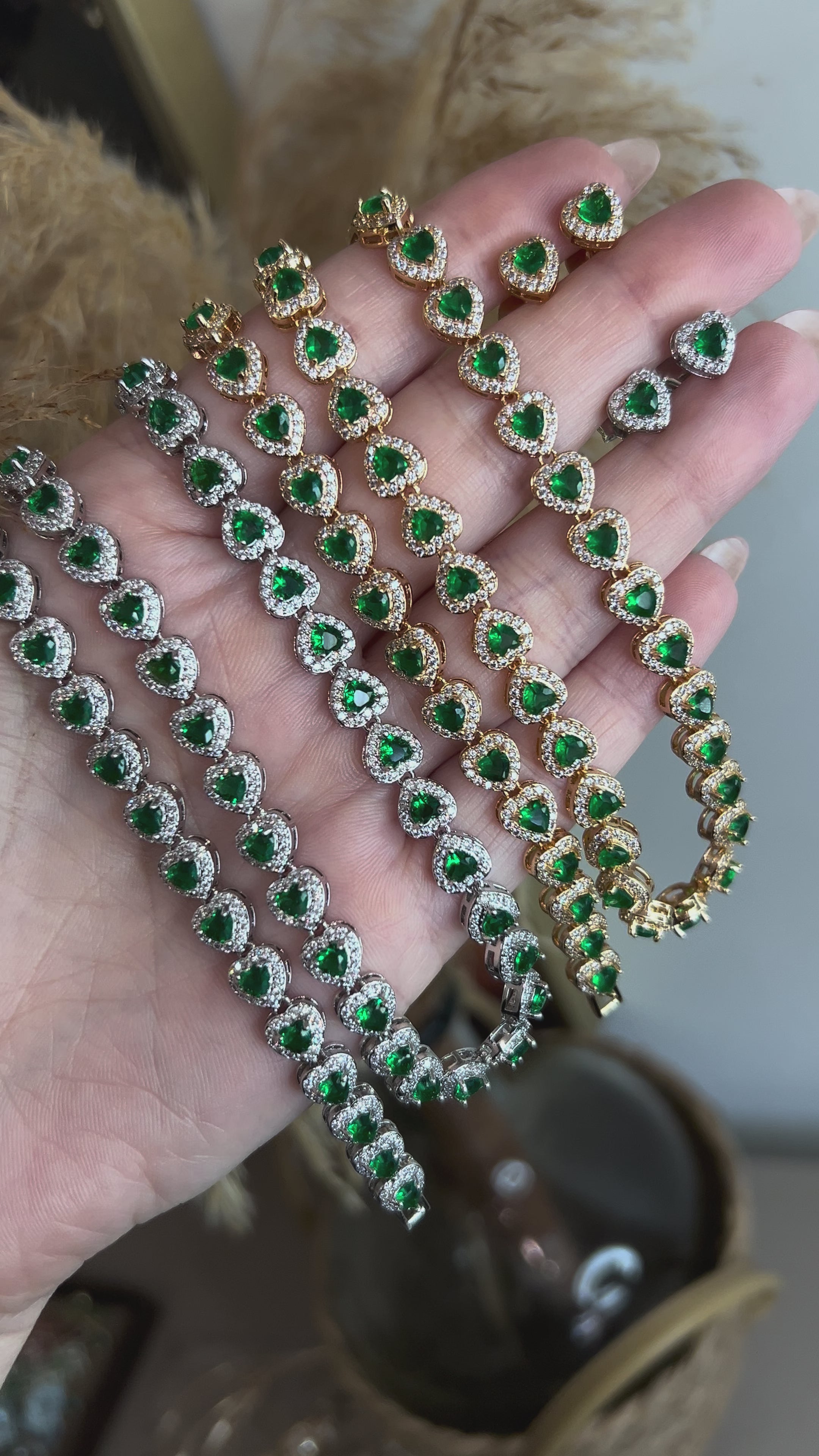 Pulseira Riviera Mini Harts Verde Esmeralda Dourada