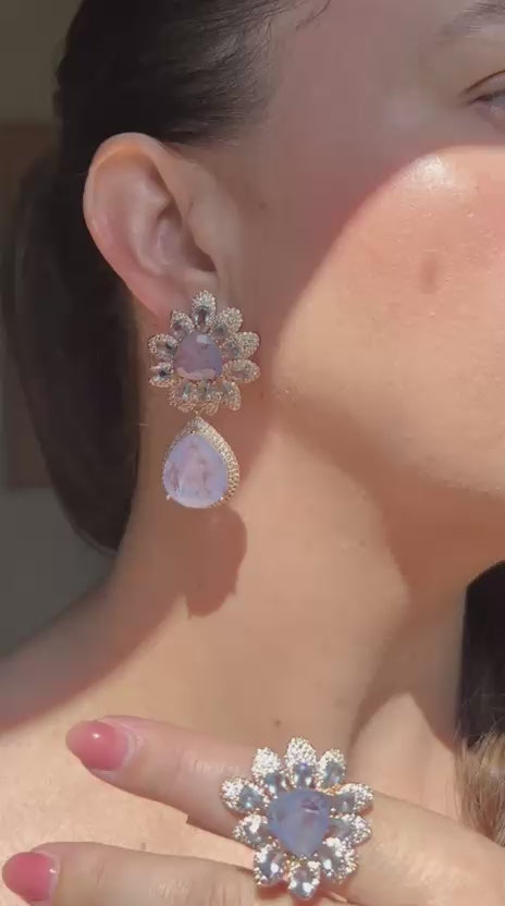 Conjunto Brinco e Anel Tanzanita Fusion