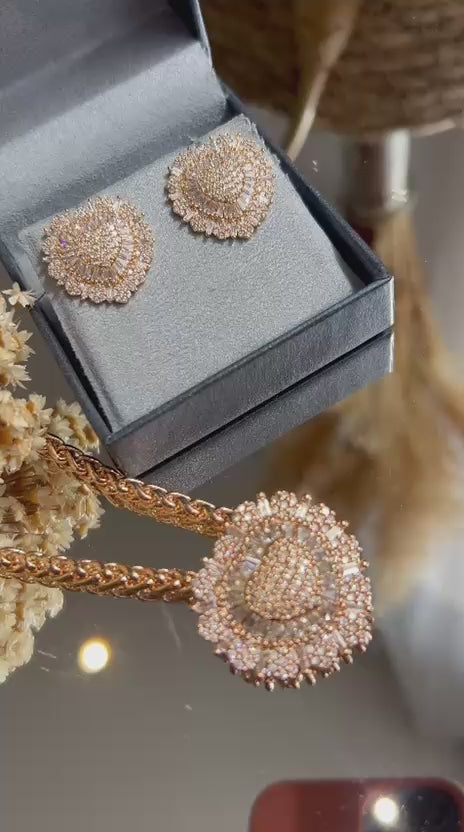 Conjunto Brinco e Colar Goração Baguetado