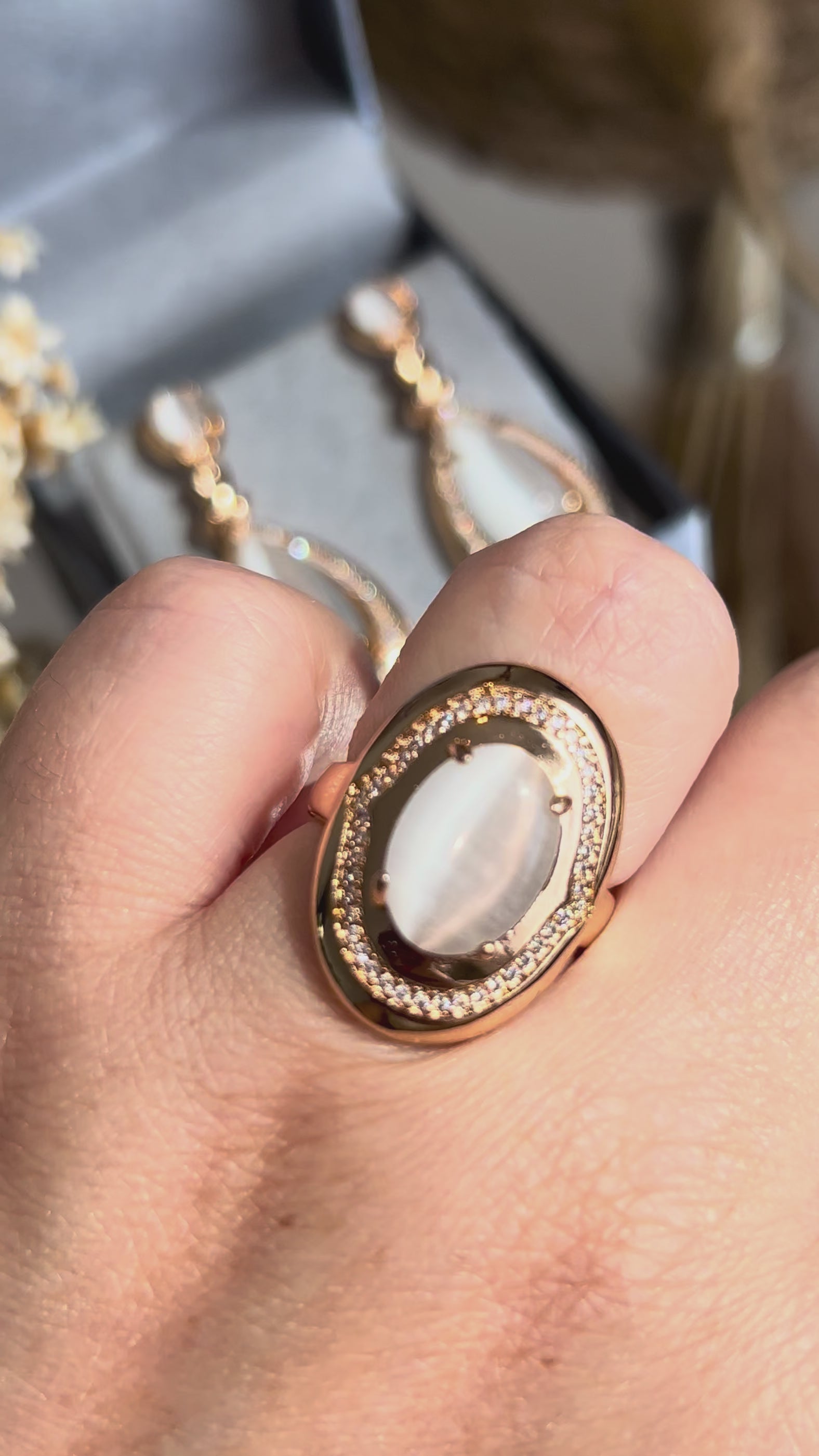 Conjunto Gota Pedra Olho de Gato