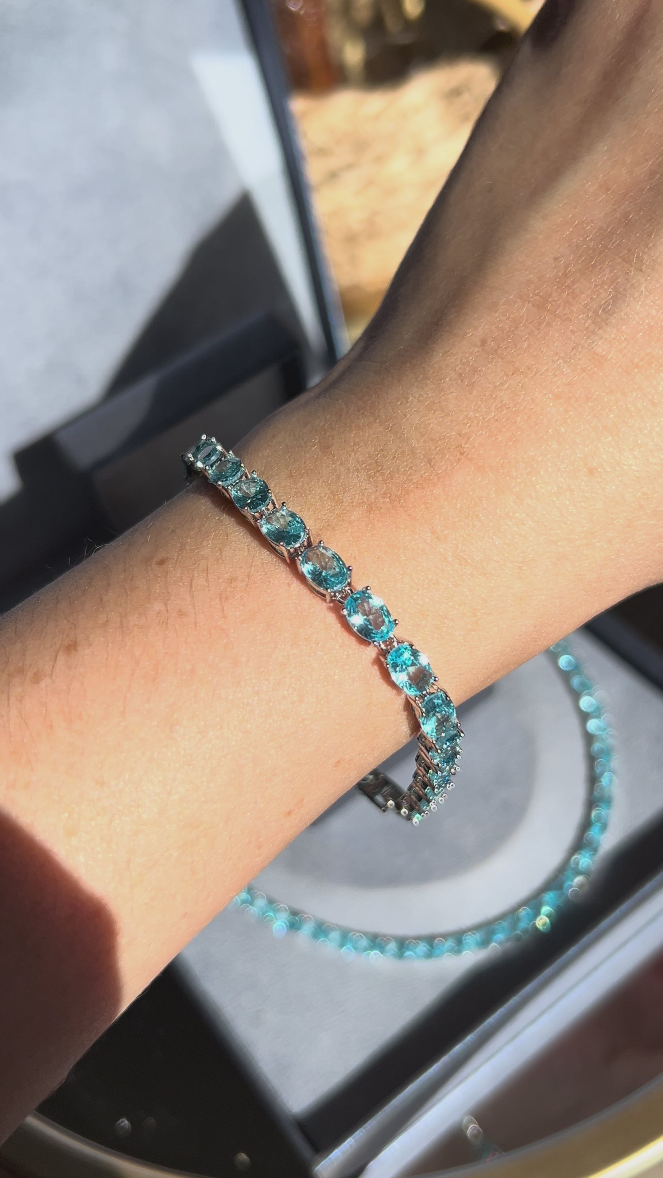 Pulseira Riviera Pedras Ovais Azul/Agua Marinha