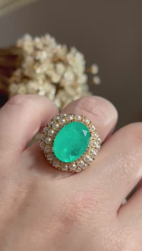 Anel Turmalina Detalhes Pérola