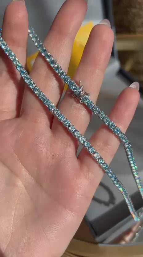 Colar Riviera Moissanite 4.0 mm 0,3CT Sea Blue 43cm (30 pontos)