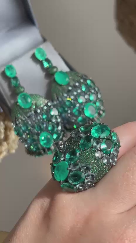 Conjunto Brinco e Anel Kim Turmalina