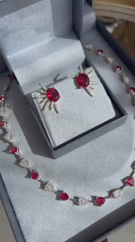 Colar Riviera Pedra Triangular Rubelita