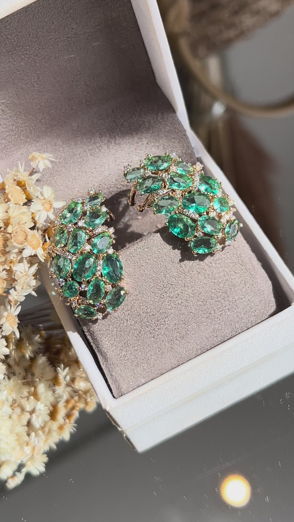 Brinco EarCuff Pedras Ovais Turmalina