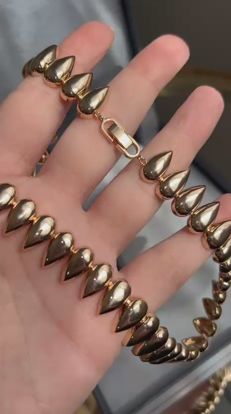 Conjunto Brinco e Colar Riviera Gotas Lisas