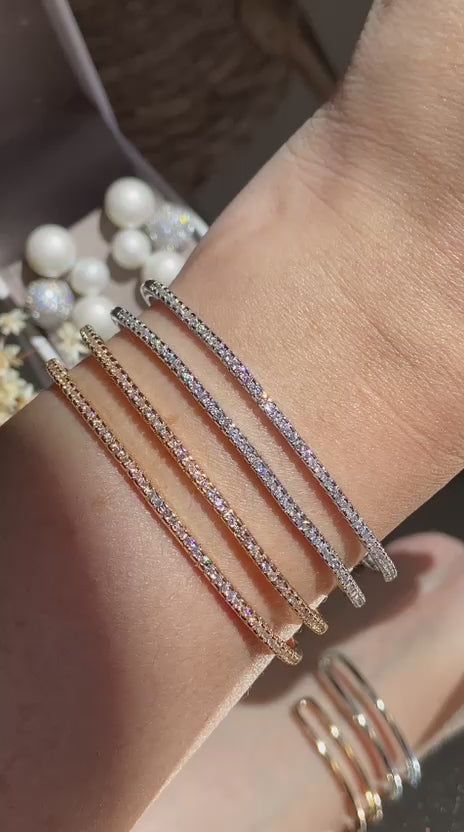 Bracelete Duas Linhas Ródio Branco