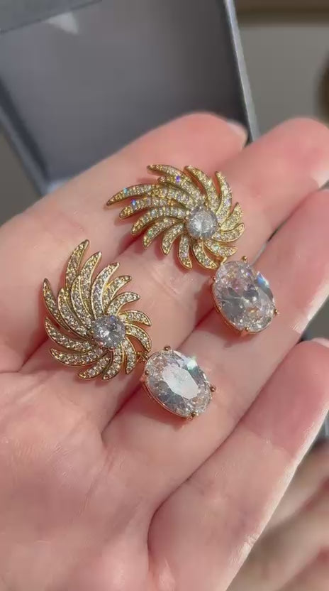 Brinco Gal Pedra Oval Dourado