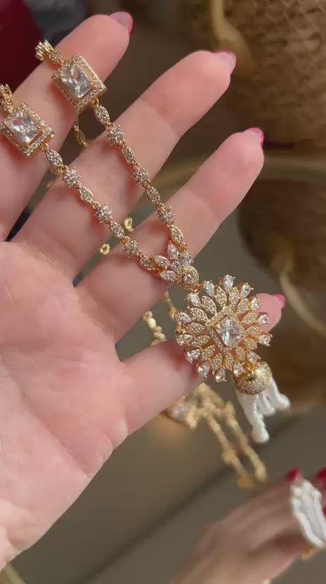 Colar Longo Tassel Pérola Dourado