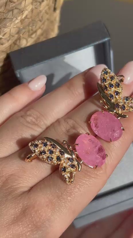 Brinco Earcuff Borboleta Rosa