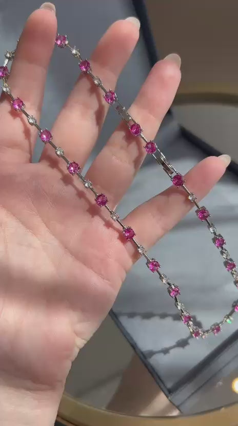 Colar Riviera Mesclado Safira Rosa/Pink