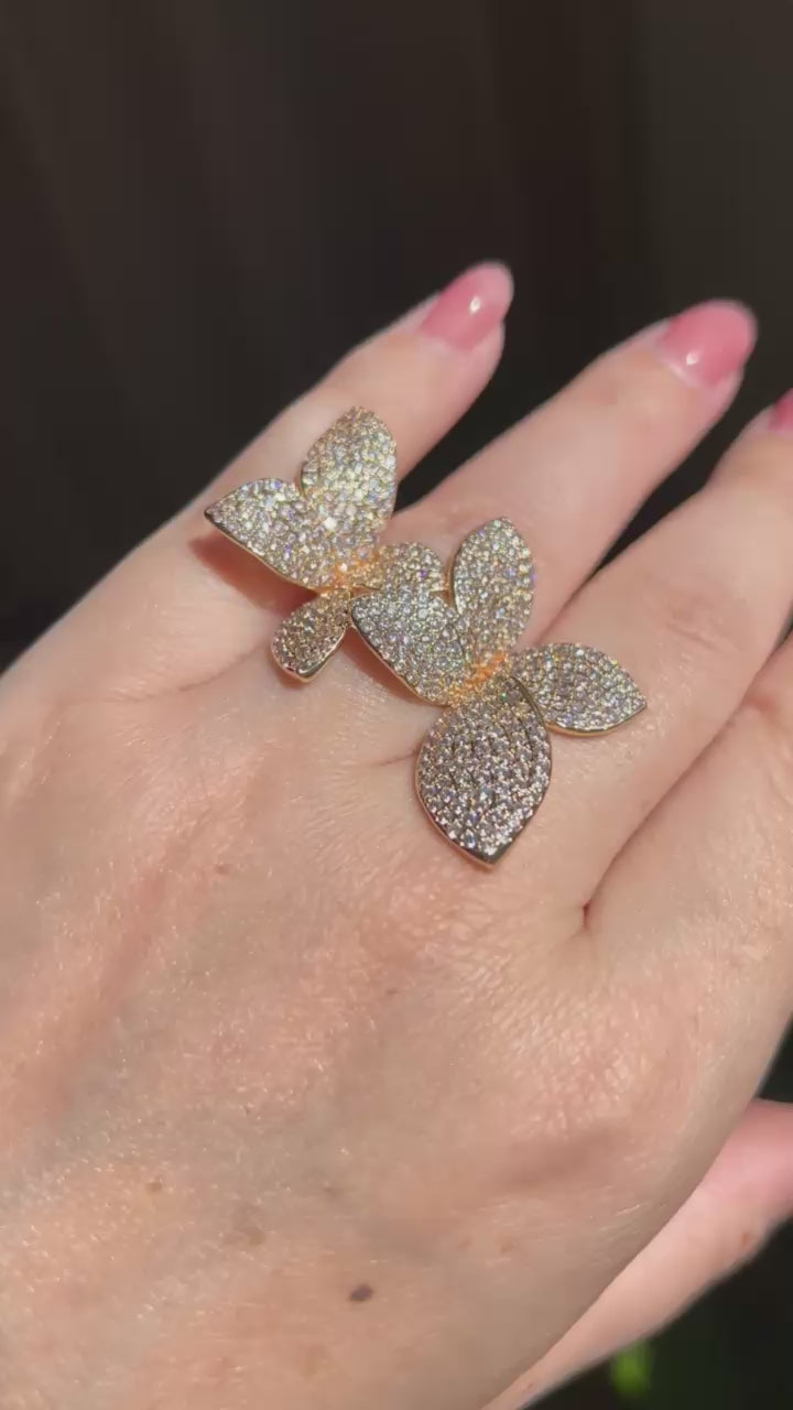 Anel Lirio Duplo Dourado