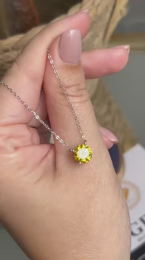 Colar Solitário 8mm 2ct Yellow