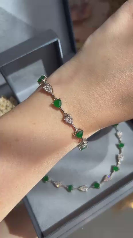 Pulseira Riviera Pedra Triangular Verde Esmeralda