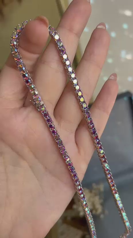 Colar Riviera AB Rhodolite Holografica