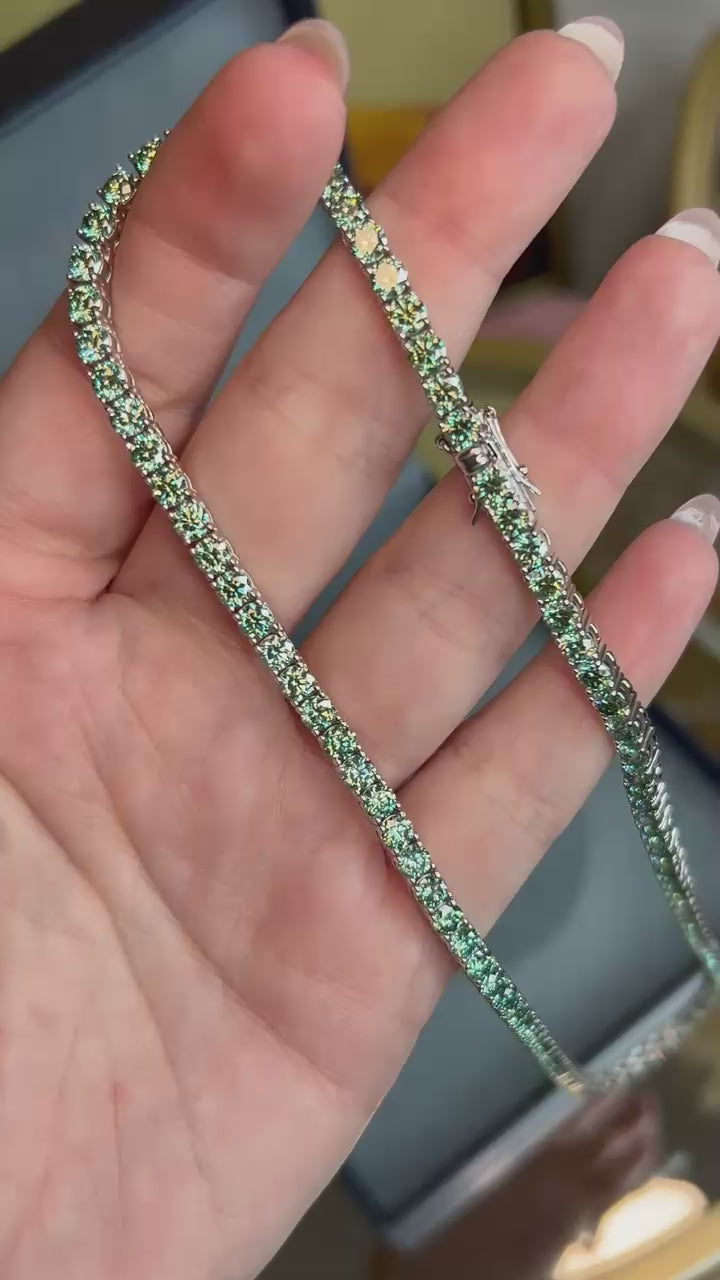 Colar Riviera Moissanite 4.0 mm 0,3CT Bluish Green 43cm (30 pontos)