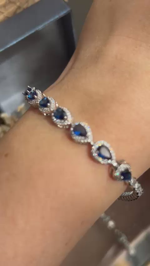 Pulseira Gota Azul Safira