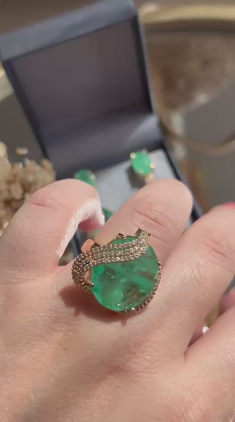 Conjunto Brinco e Anel Helena Médio Turmalina