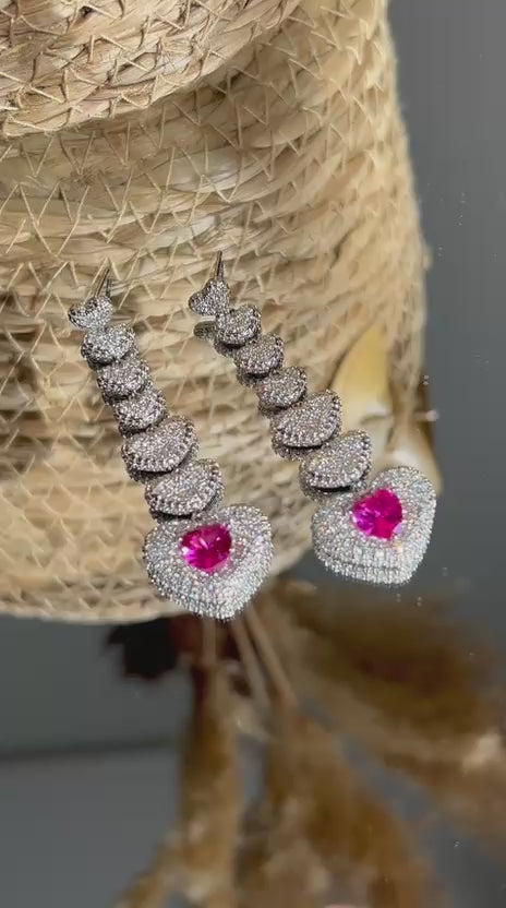Conjunto Brinco e Anel Hart Safira Rosa/Pink