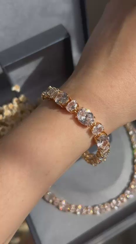 Pulseira Riviera Pedras Ovais Dourado