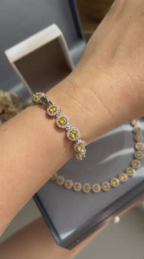 Pulseira Riviera Pedras Redondas Fancy Yellow