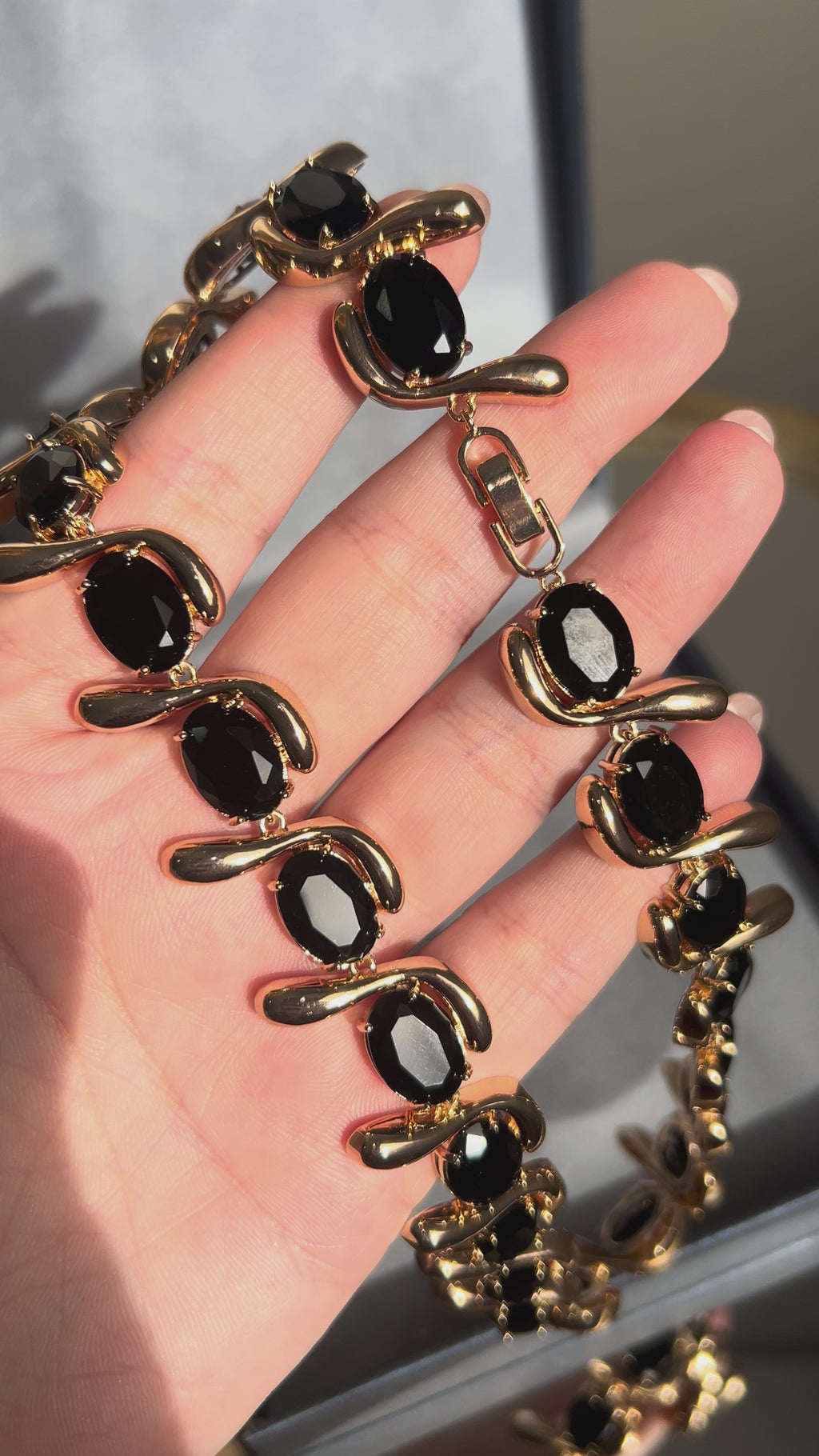 Conjunto Brinco e Colar Cristal Onix
