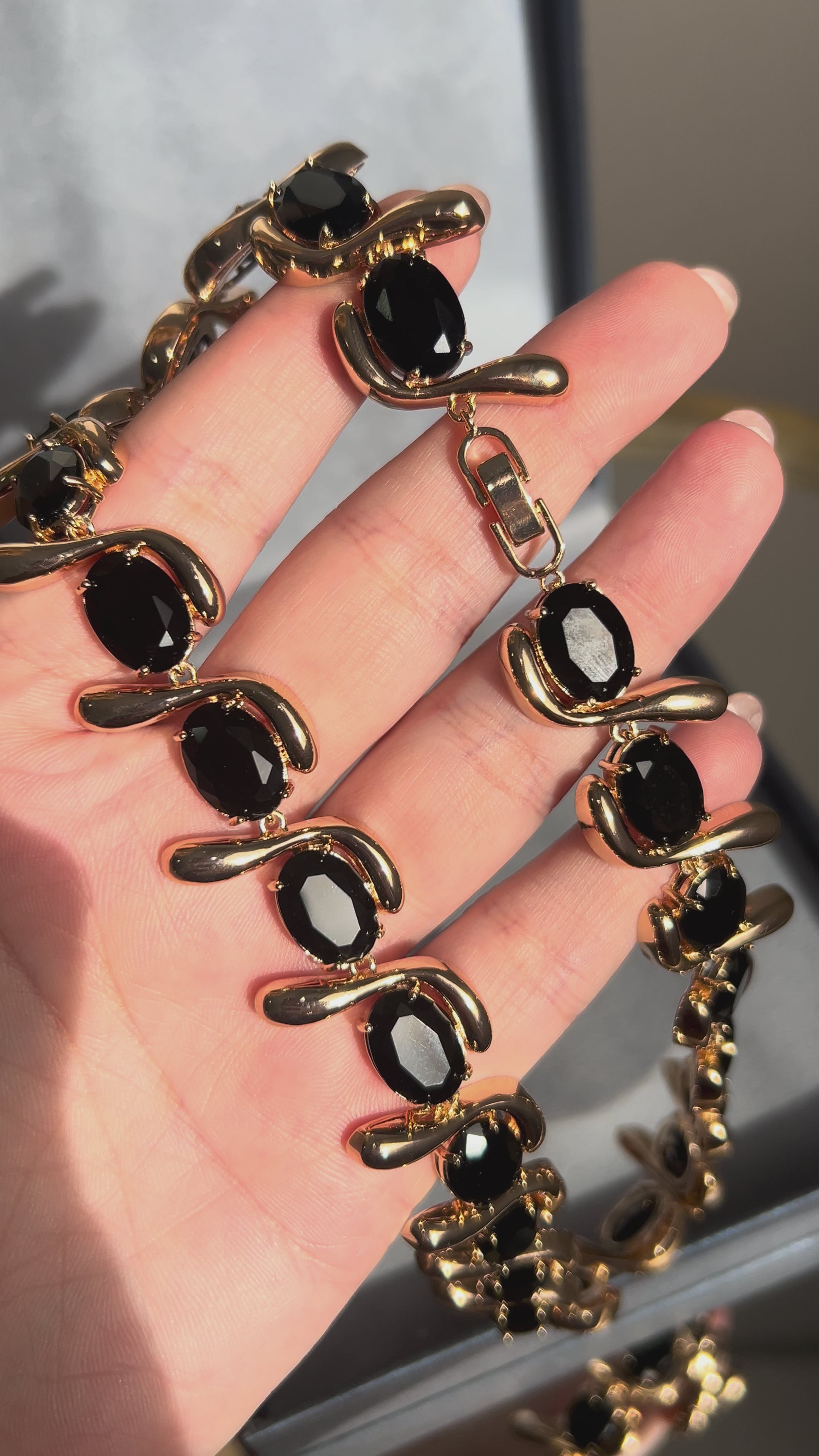 Conjunto Brinco e Colar Cristal Onix