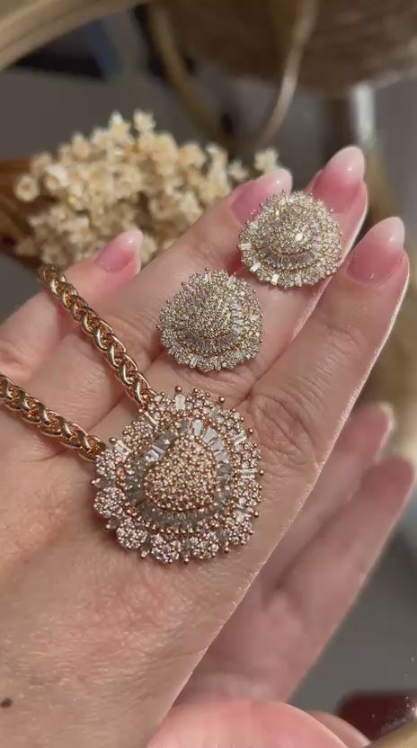 Conjunto Brinco e Colar Goração Baguetado