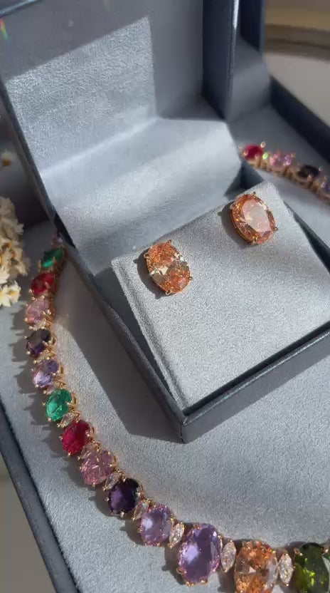 Conjunto Brinco e Colar Riviera Beatriz Colorido