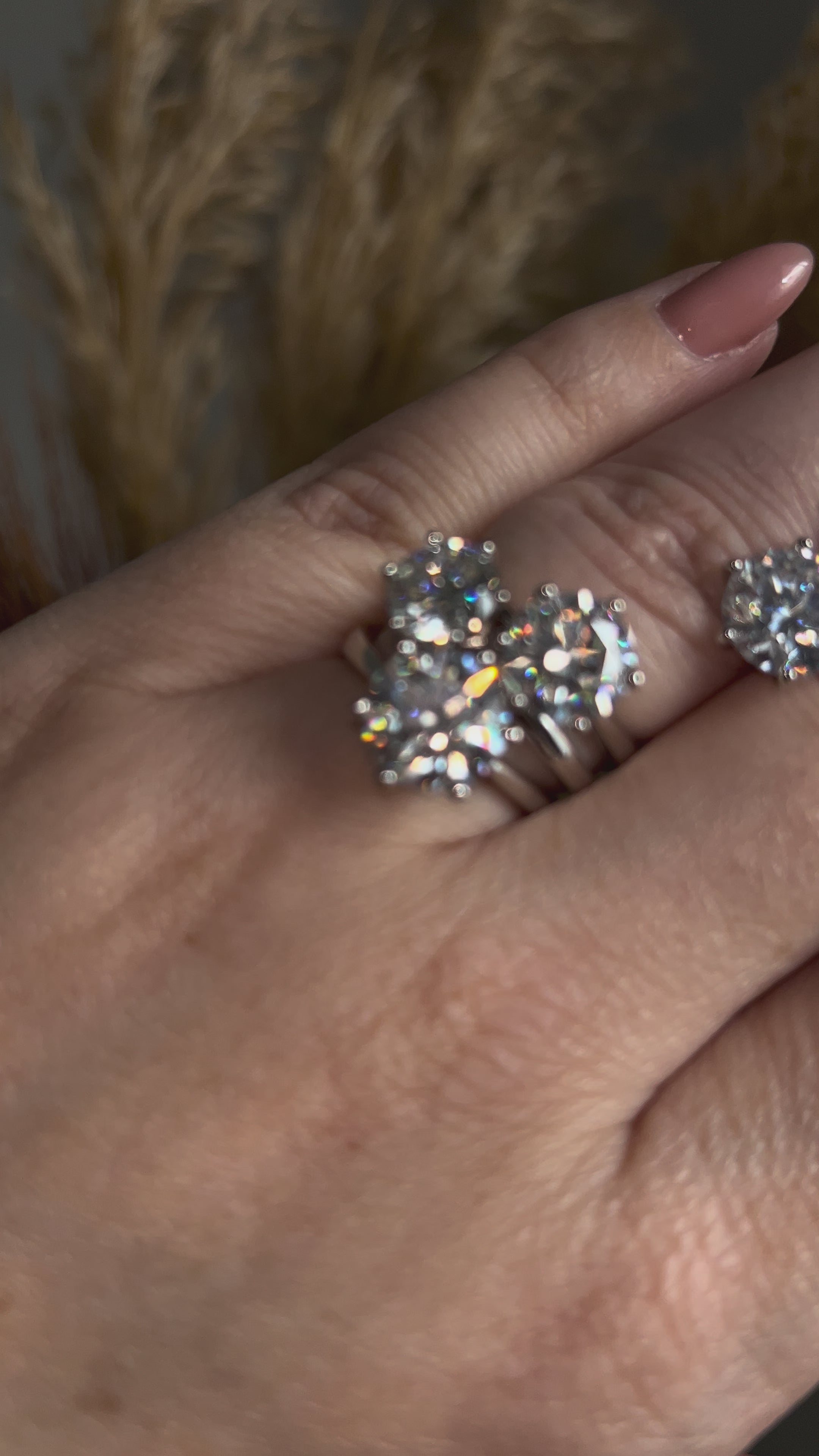 Anel Solitário Moissanite 9mm Ajustável