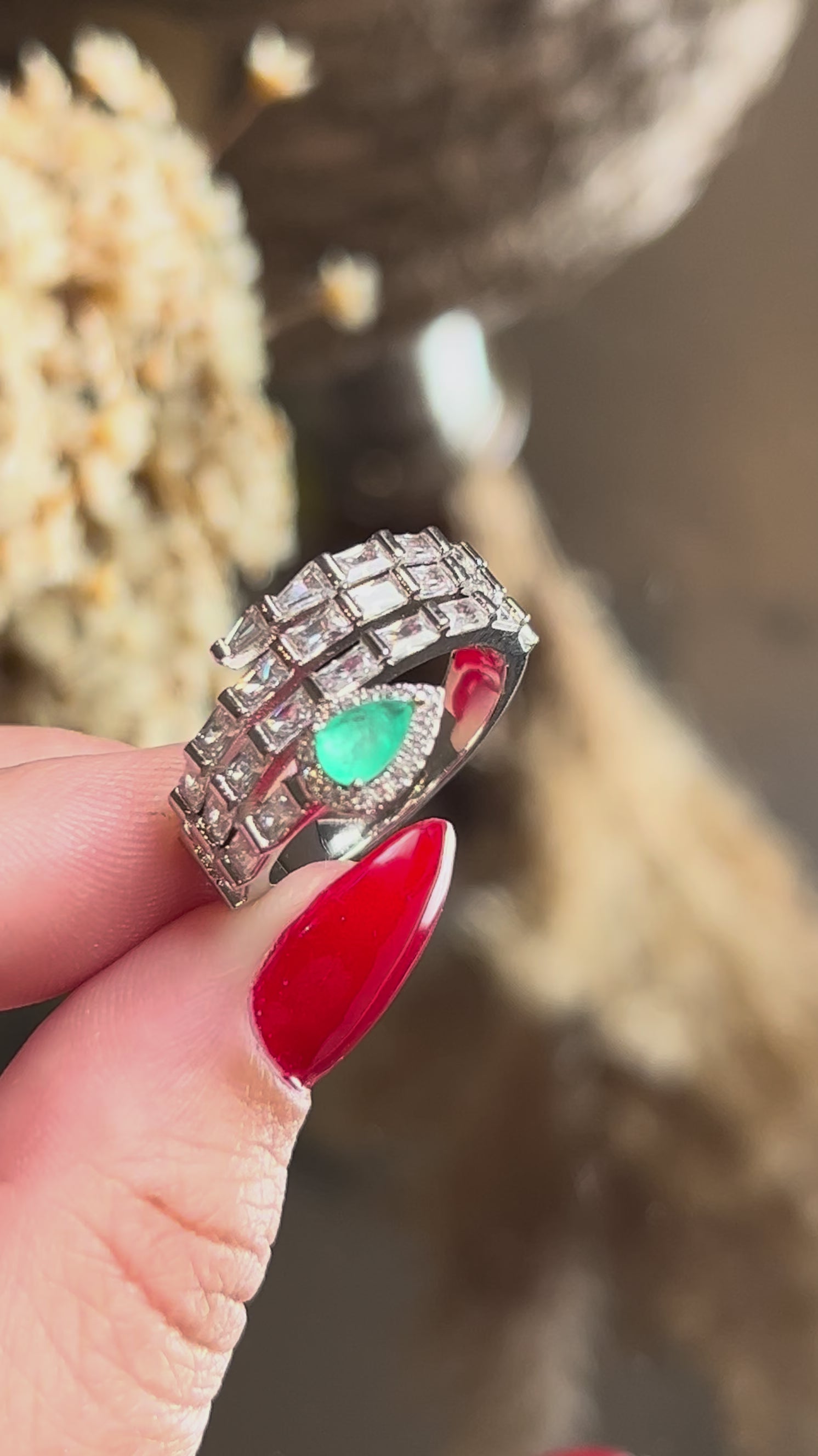 Anel 4 Linhas e Gota Turmalina