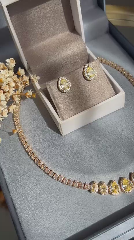 Colar Riviera Gotas Fancy Yellow Dourado