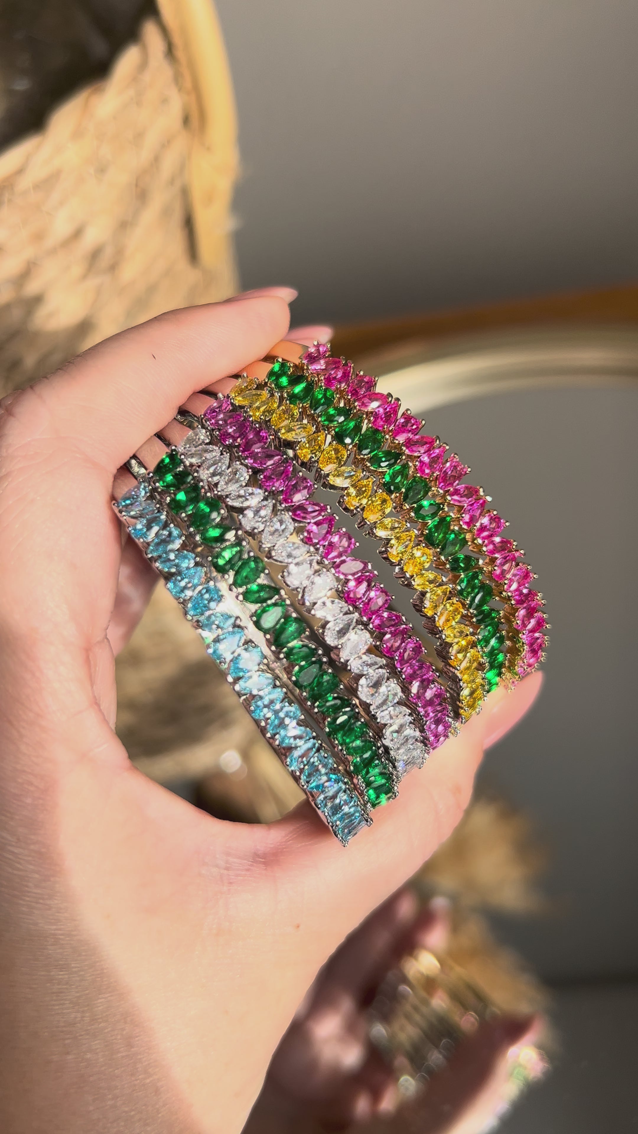 Bracelete Vivi Gotas Safira Rosa/Pink