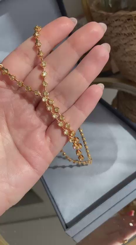 Colar Gravata Riviera Fancy Yellow Dourada