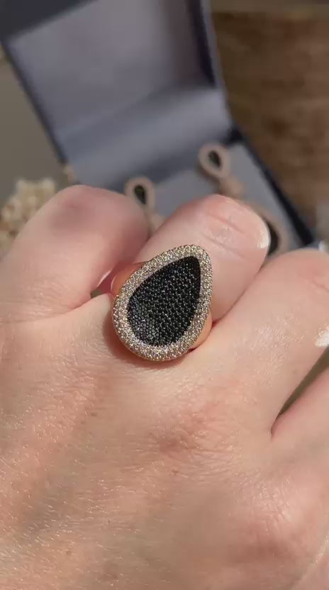 Conjunto Brinco e Anel Classic Onix/Preto