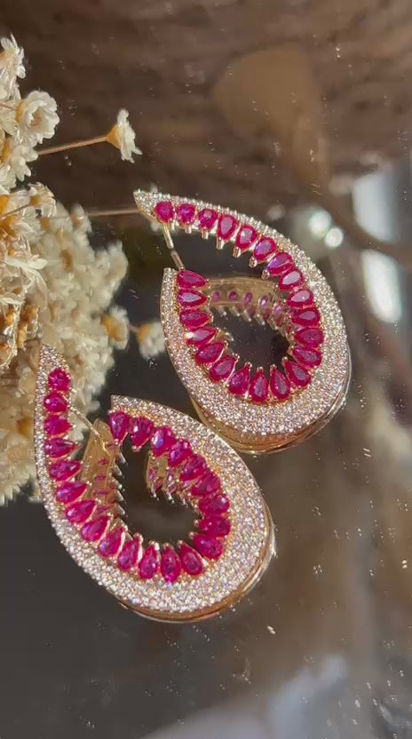 Argola Frontal Safira Rosa/Pink