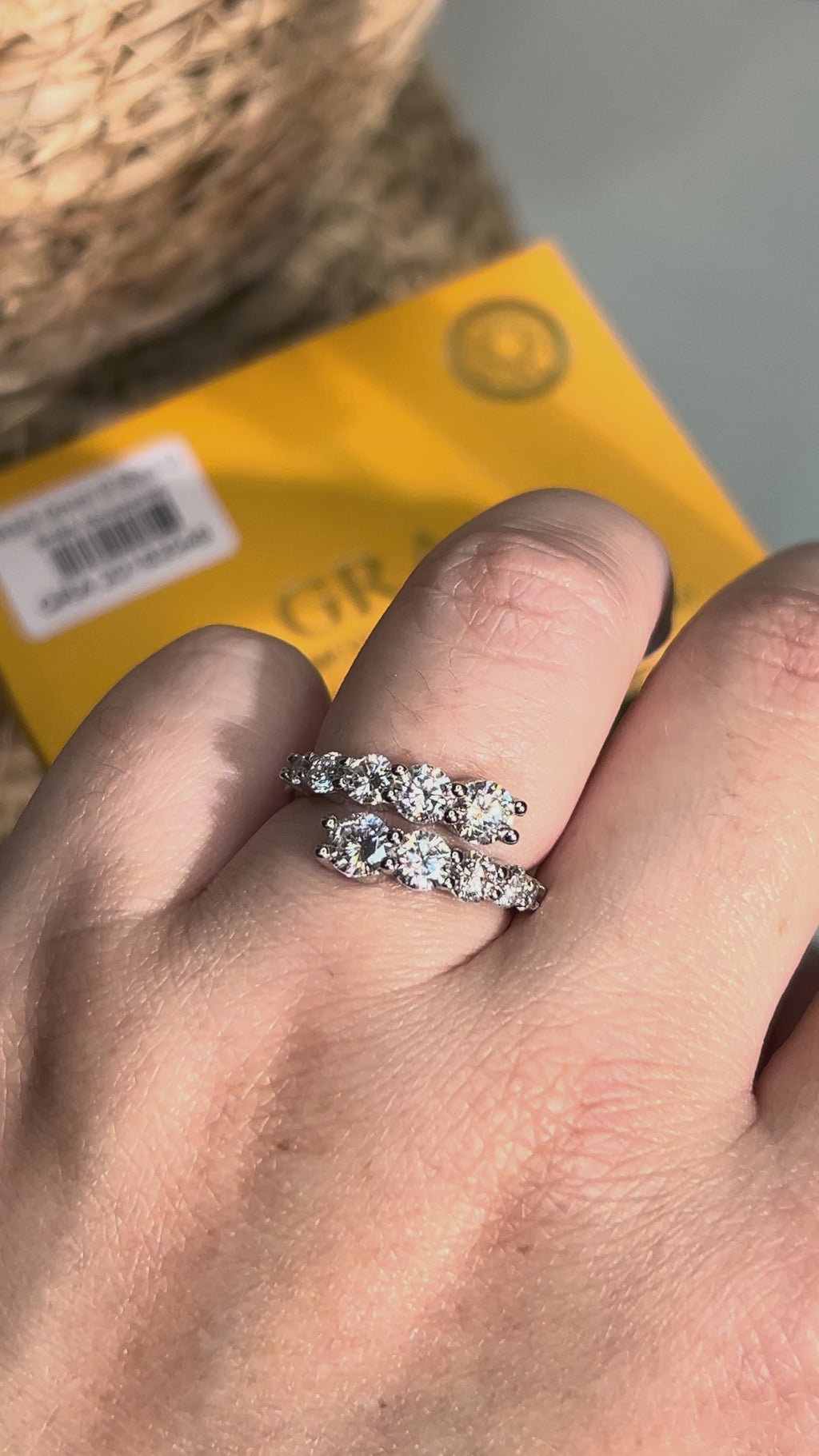 Anel Double Diamond Moissanite Ajustável