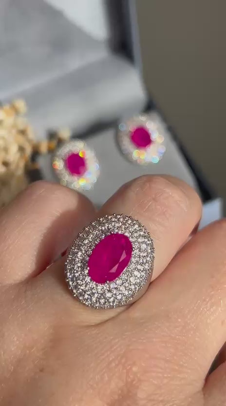 Anel Oval Martina Pink Ajustável