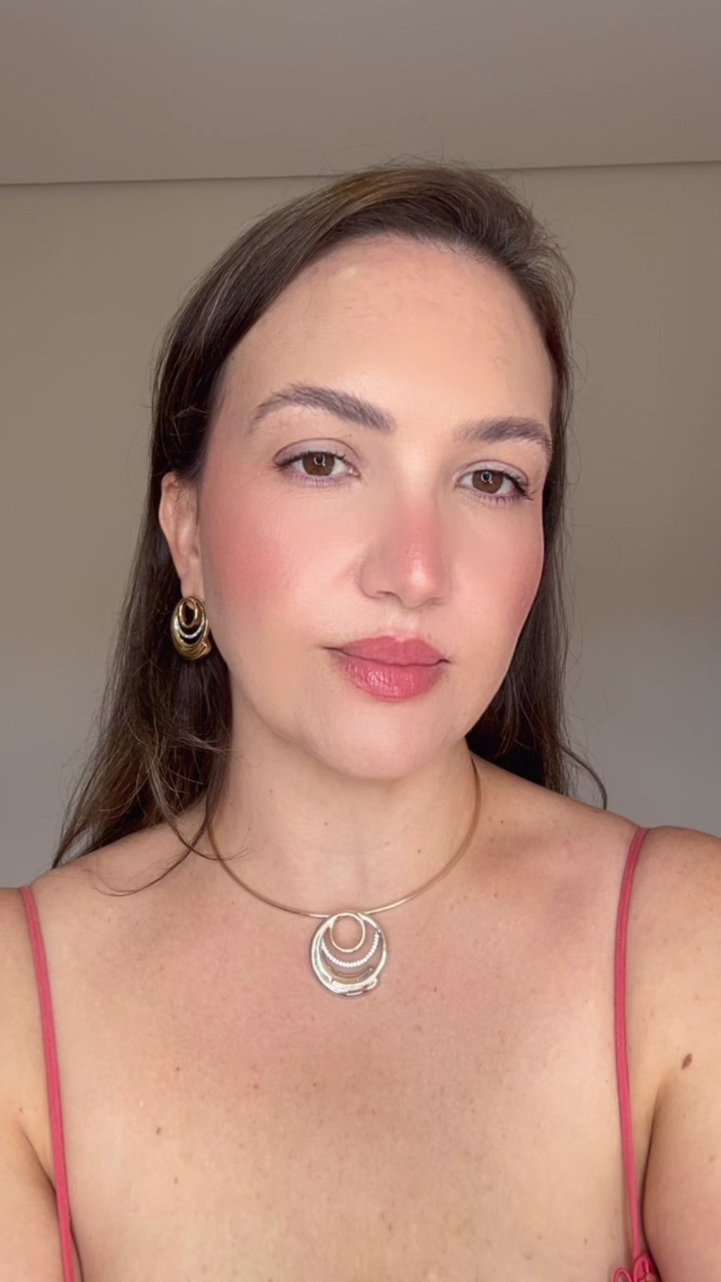 Conjunto Brinco e Colar Aro Pingente Circulo
