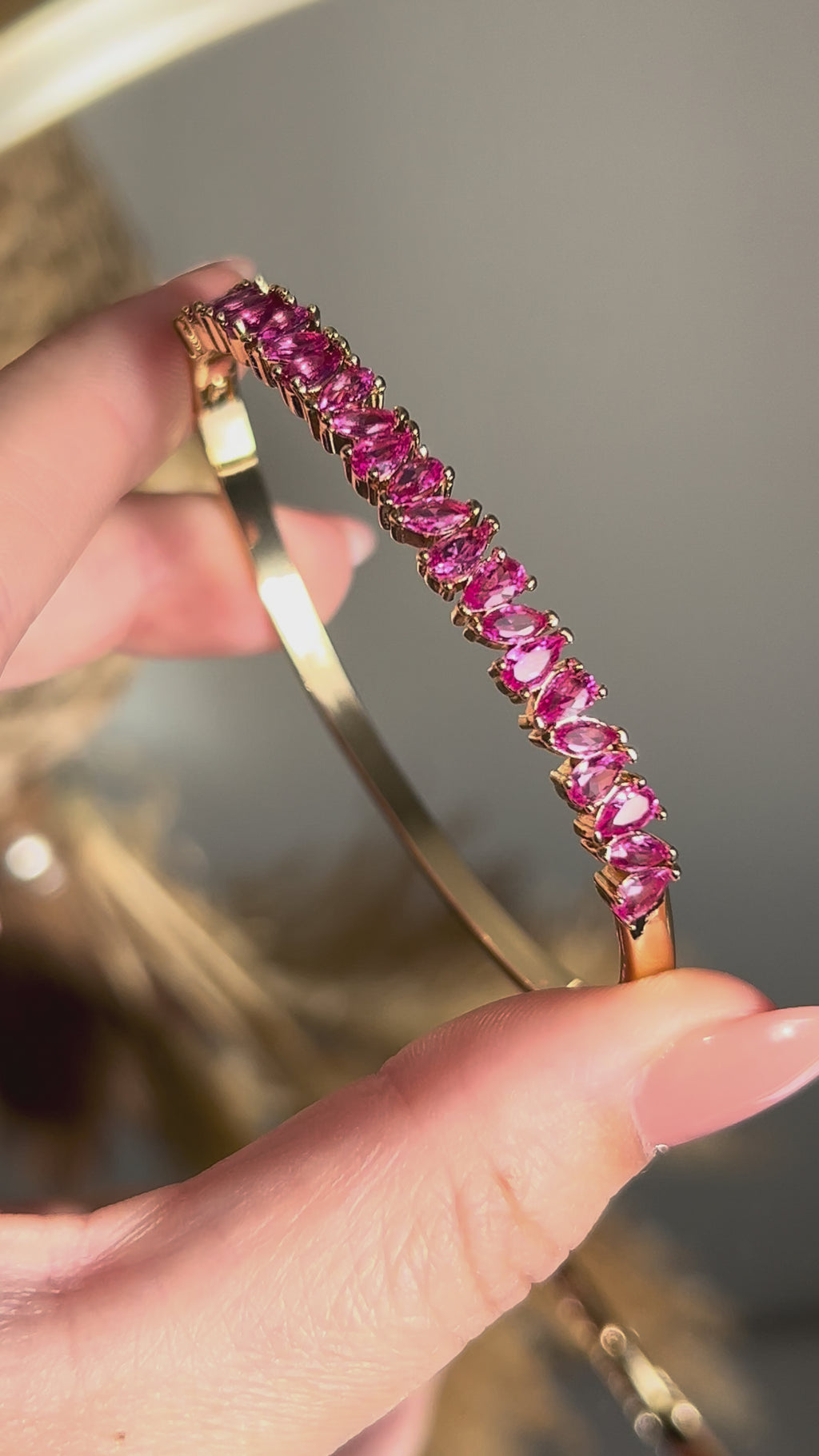 Bracelete Vivi Gotas Safira Rosa/Pink Dourado