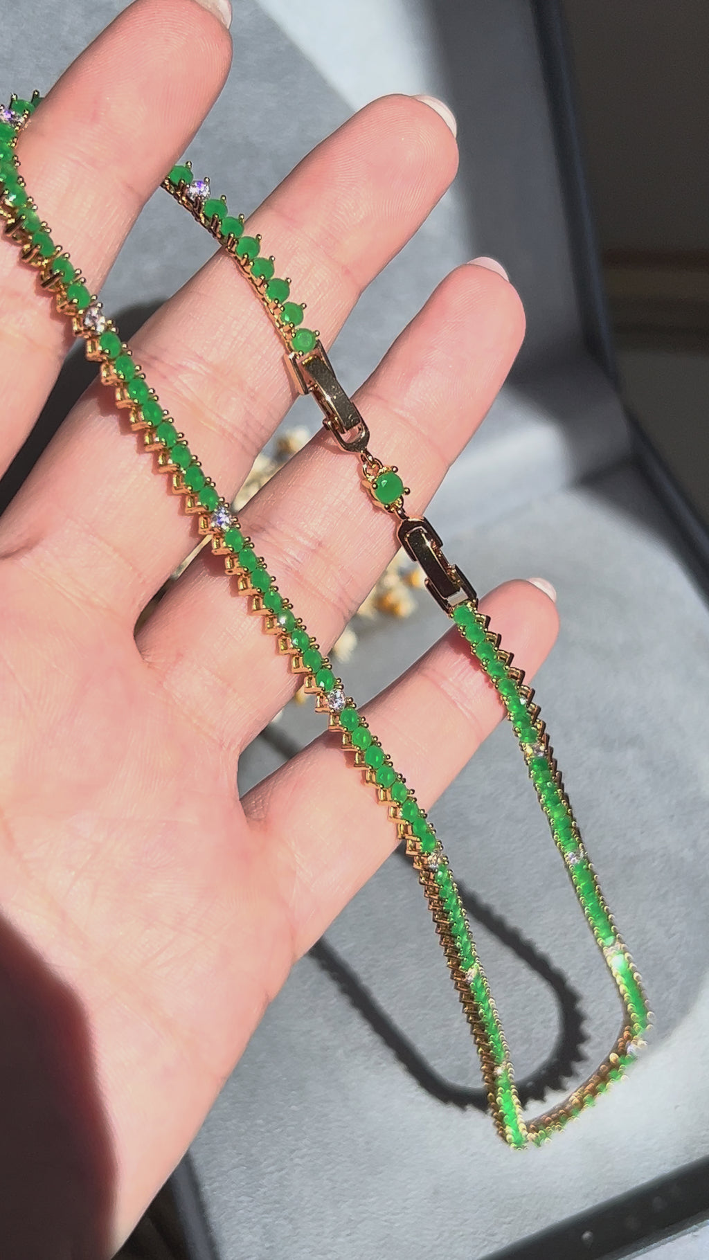 Colar Riviera 3 Garras 3mm Verde Esmeralda