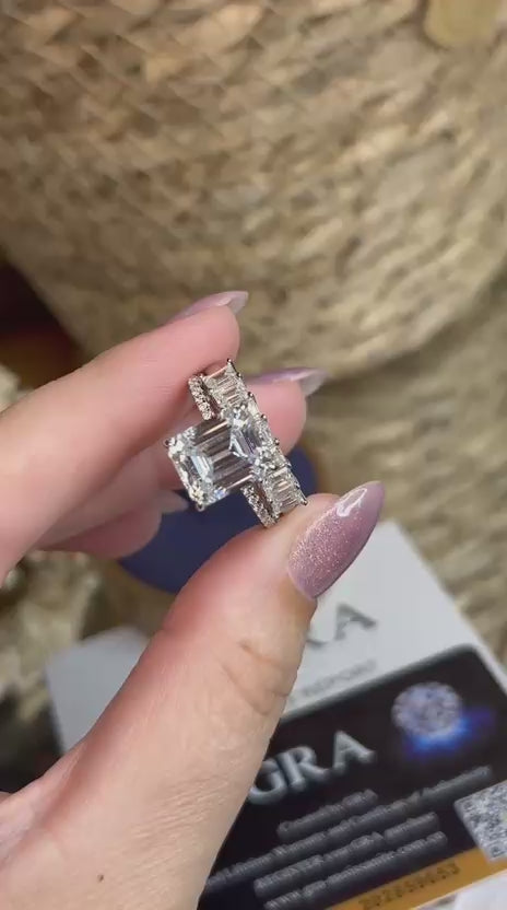 Anel Solitário Emerald Cut 9x11 5,0ct Moissanite