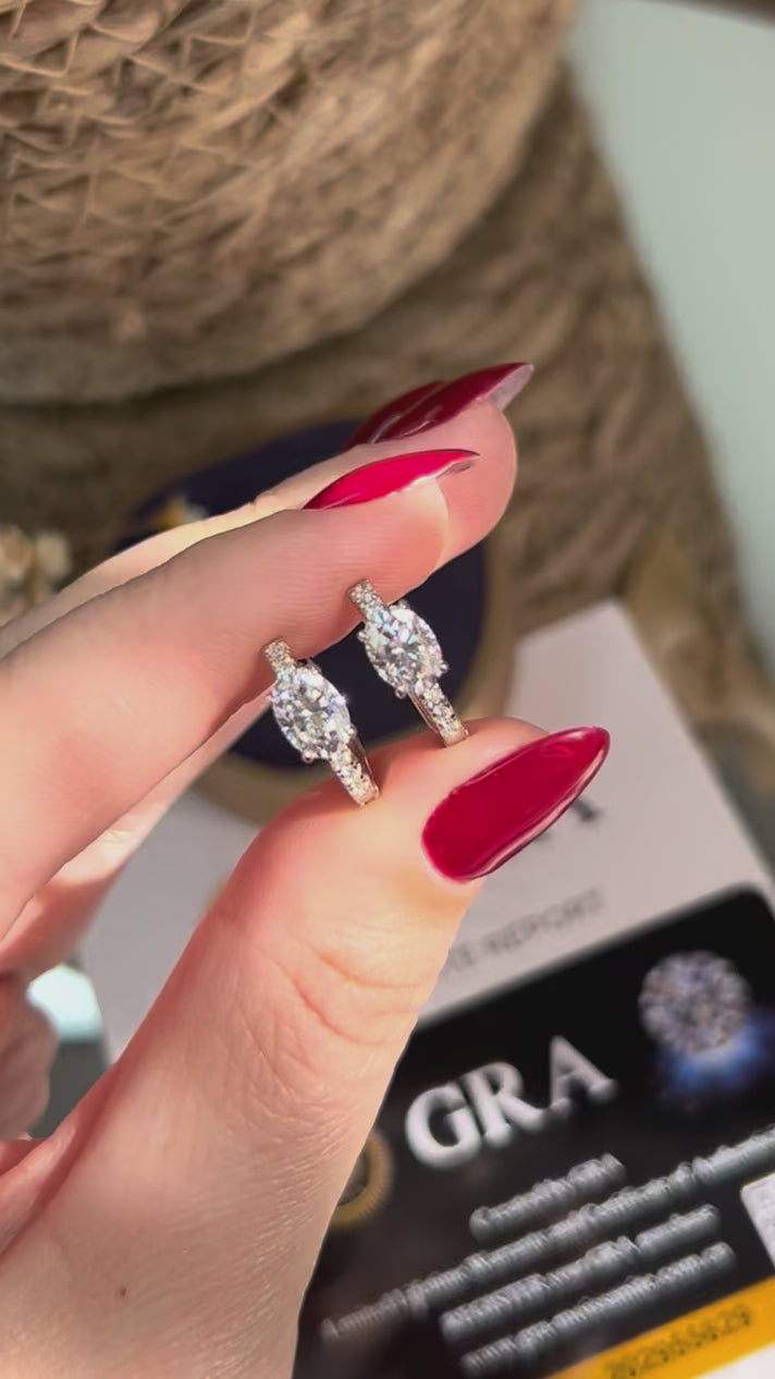 Brinco Argola Pedra Oval Moissanite