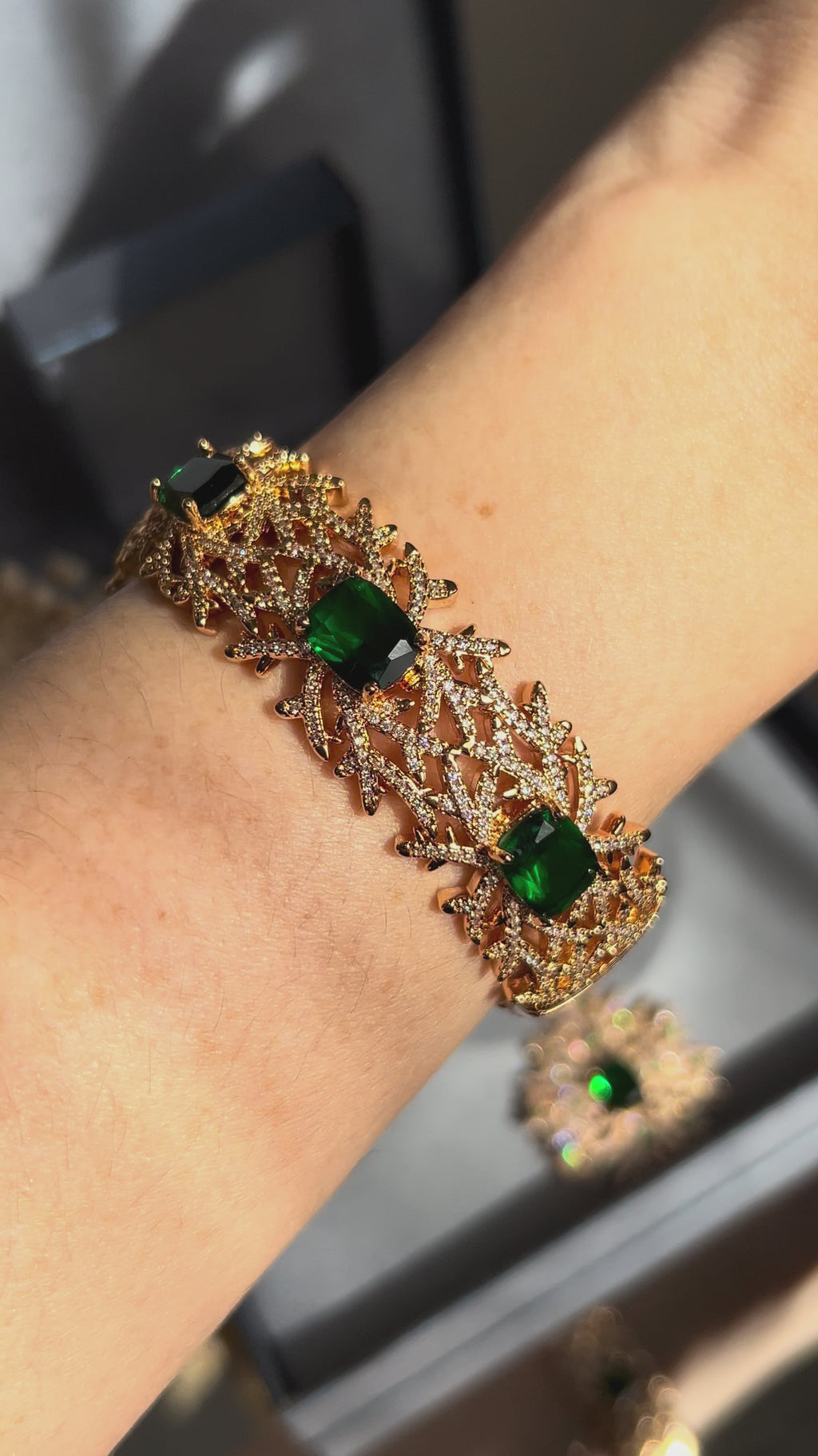 Conjunto Brinco e Colar Silvia Verde Esmeralda Inspired