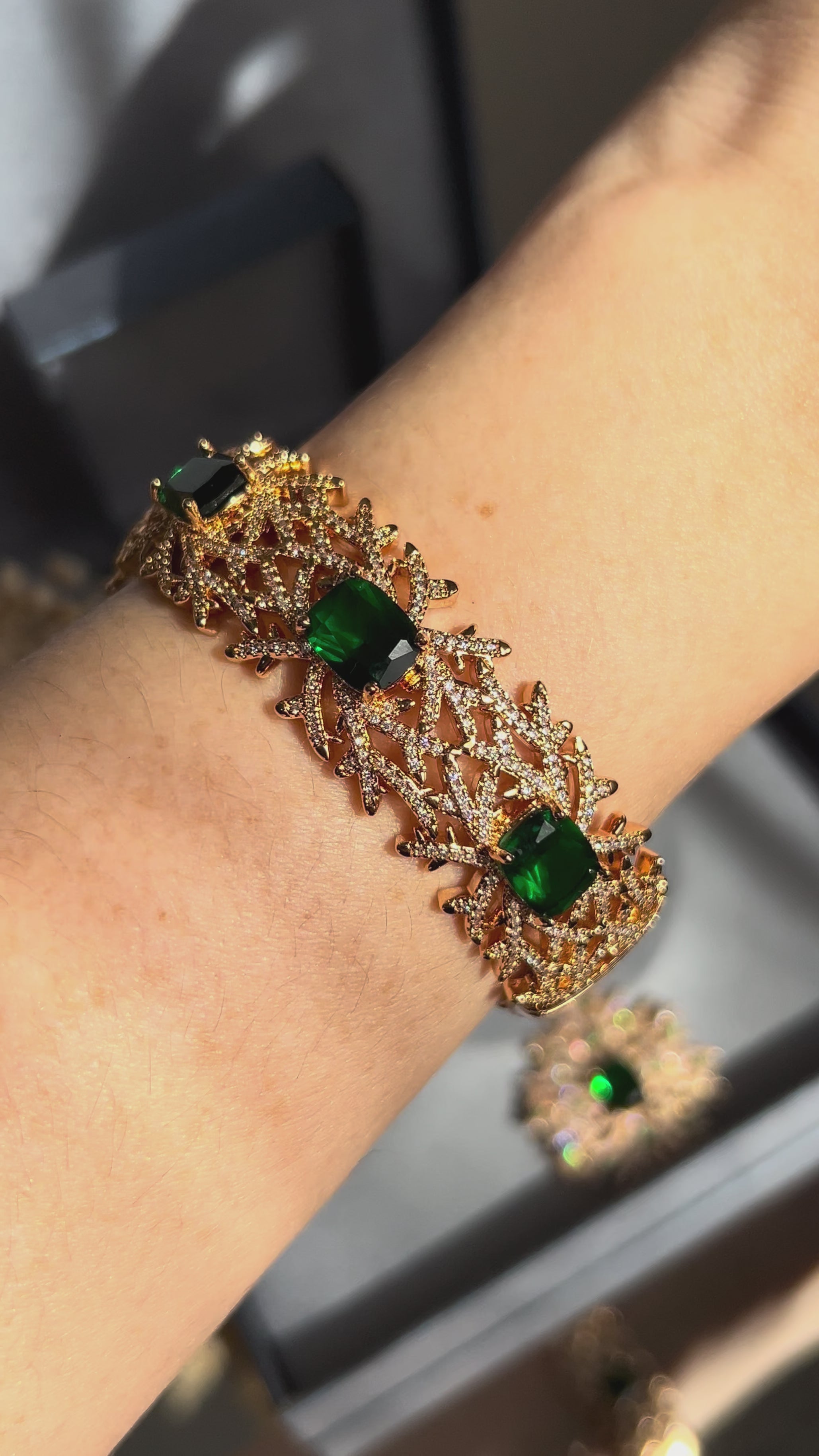 Conjunto Brinco e Colar Silvia Verde Esmeralda Inspired