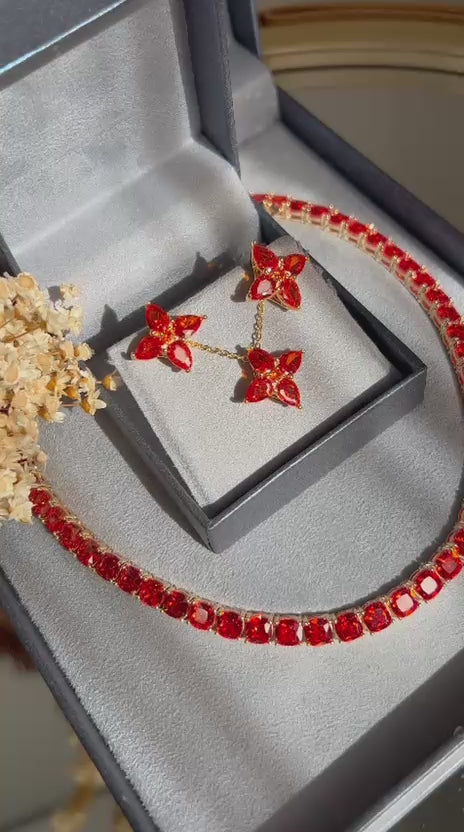 Conjunto Brinco e Colar Tangerina/Aperol